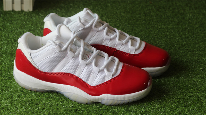 Authentic Air Jordan 11 Low White Varsity Red Cherry